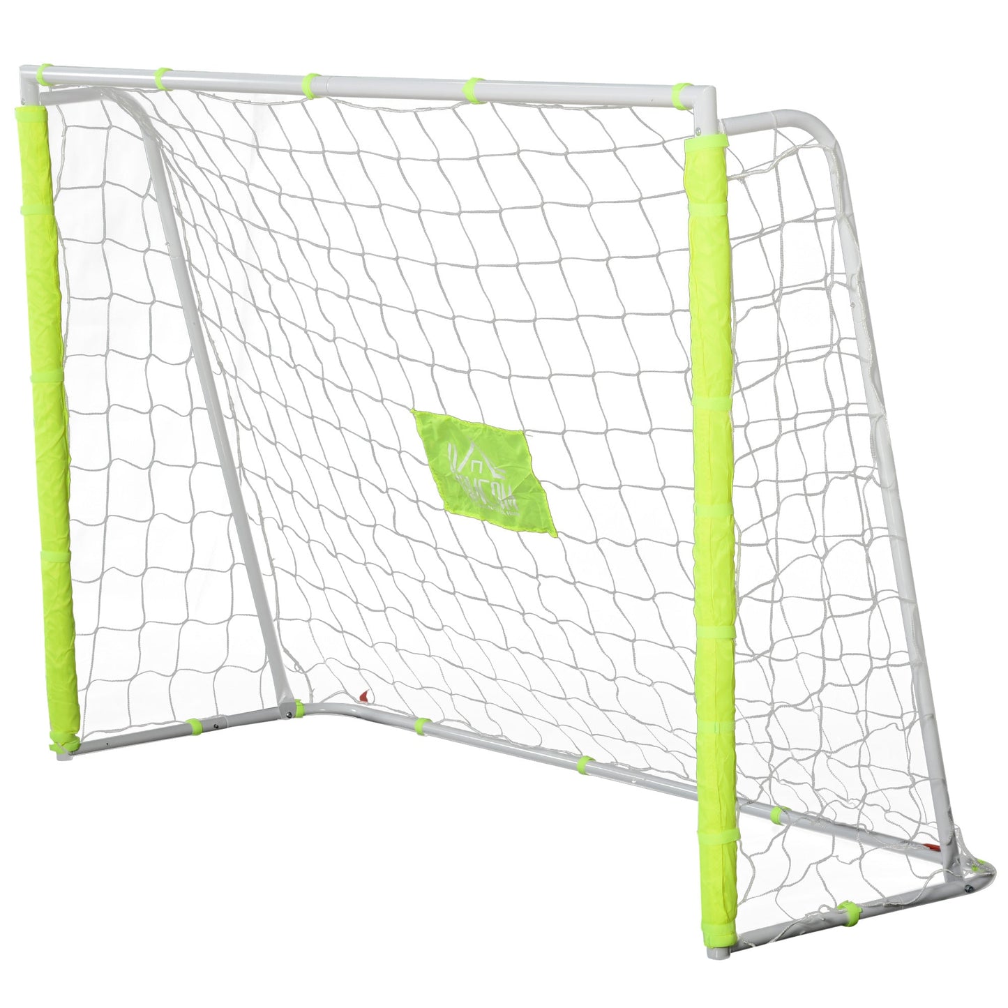 football door for adults and children net with central target and poles in yellow fabric 186x62x123cm