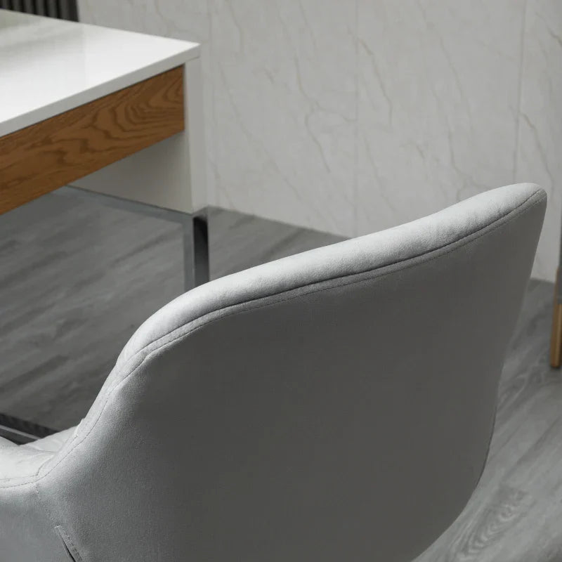 Ergonomic Swivel Office Chair with Adjustable Height and Wheels, Velvet Upholstery, 59x58x80-90cm, Grey