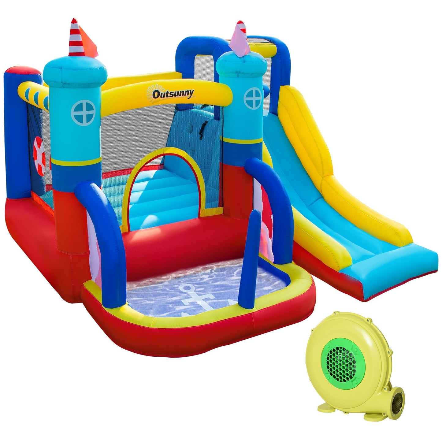 Inflatable Castle 4 in 1 Children 3-8 Years, Slide and Pool, 265x260x200cm