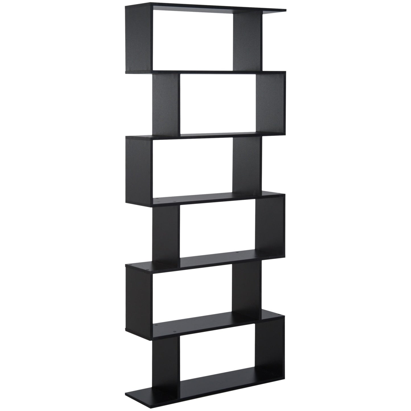 Modern Design Wooden Bookcase with 6 Shelves 80 × 23 × 192cm Black