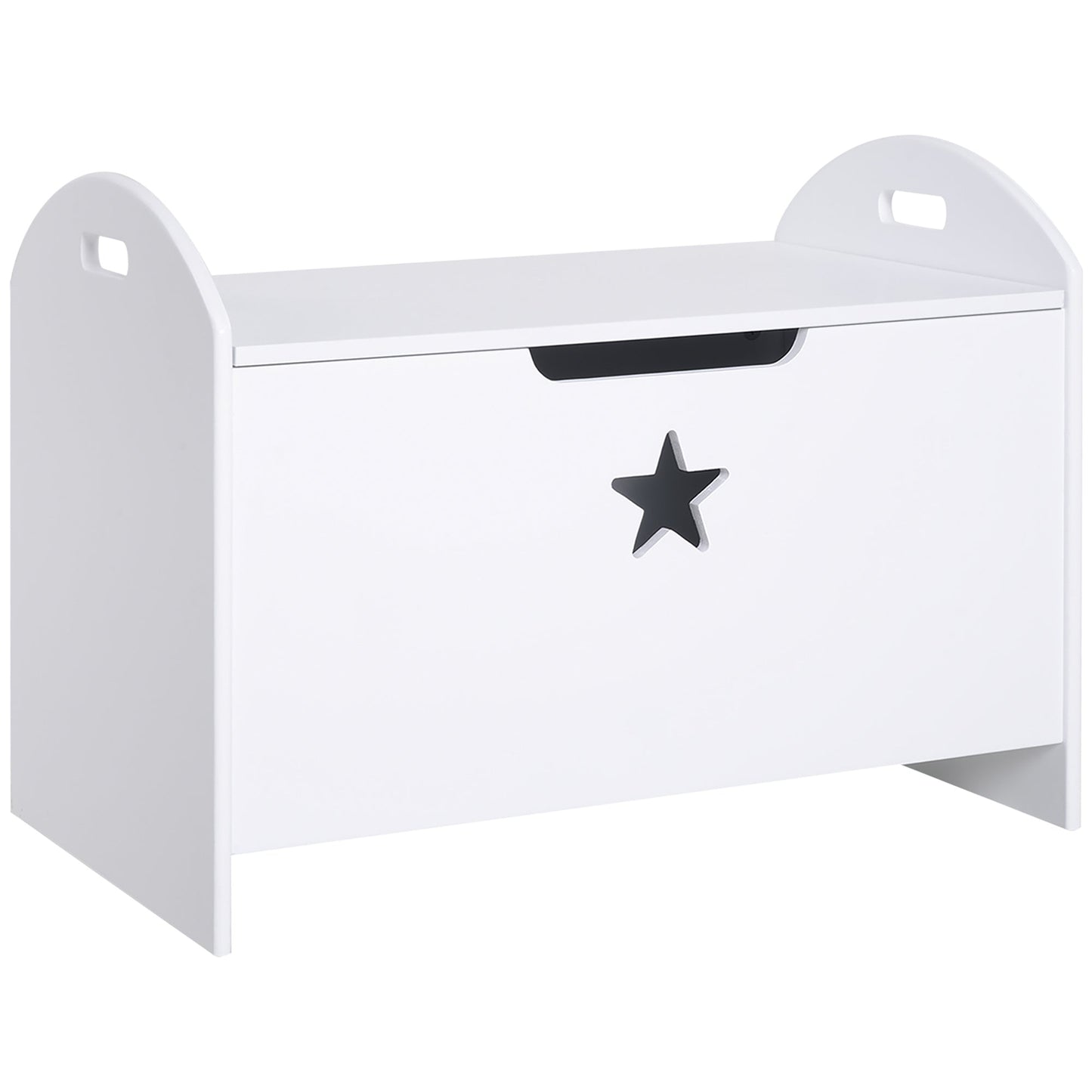 Wooden Toy Storage Chest for Children (62x40x46.5cm) in White with Safety Hinges