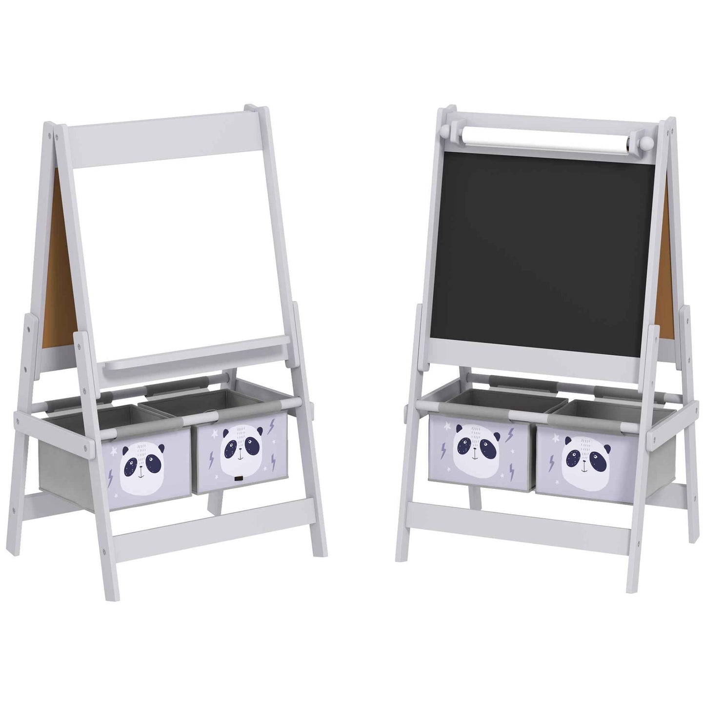 3-in-1 Children's Easel with 2 Storage Bins, Ages 3-8 Years, 54x46.5x93cm, Grey