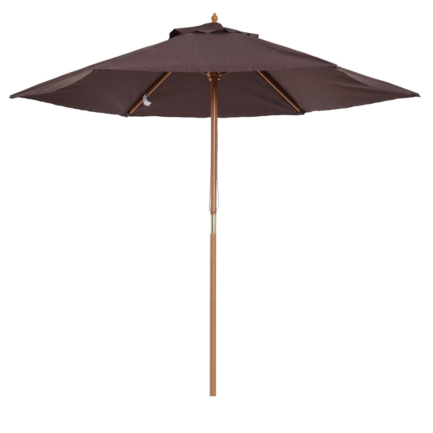 Garden Umbrella 2.5x2.3 m with 6 Ribs and Crank Handle, Made of Wood and Polyester, Brown