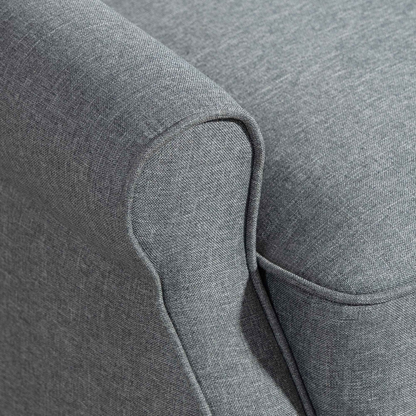 132° Max Reclining Chair in Linen Effect Fabric with Footrest, 74x84x102 cm, Grey