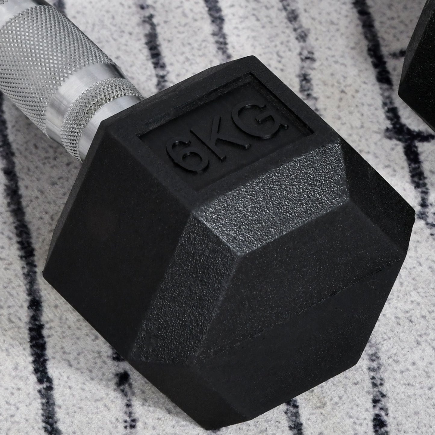 Set of 2 6kg Hex Dumbbells with Non-Slip Grip and Rubber Coating, Black