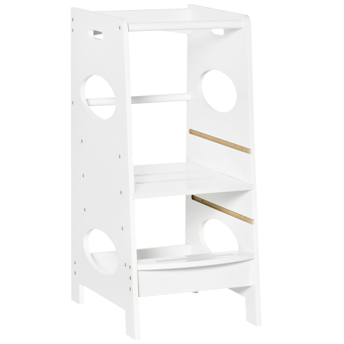Montessori Tower for Children, Learning Tower with Adjustable Height in MDF, 40x50x90cm, White