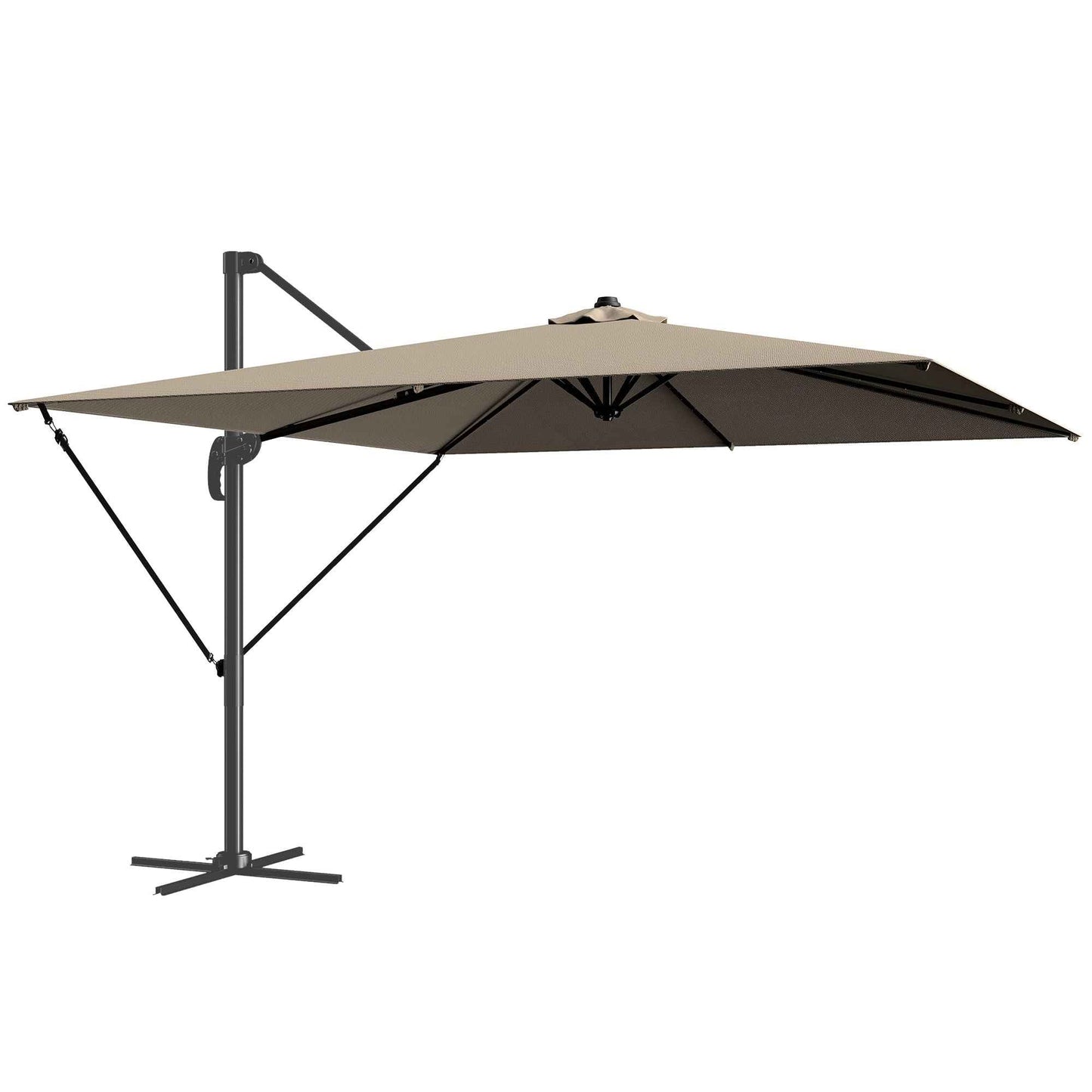 3x3m Off-Cross Base Garden Umbrella with Cover, Aluminum, Khaki