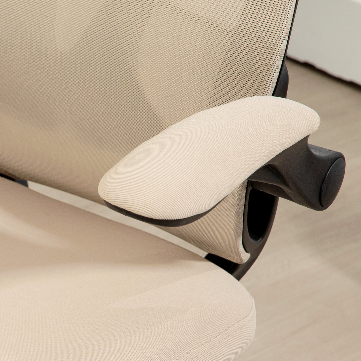 Office Chair with Folding Armrests, Adjustable Height and Reclining Backrest, Beige