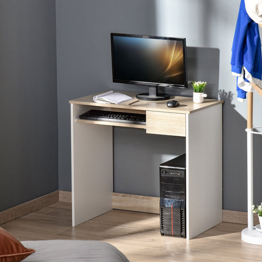 Desk for PC with keyboard shelf, oak white