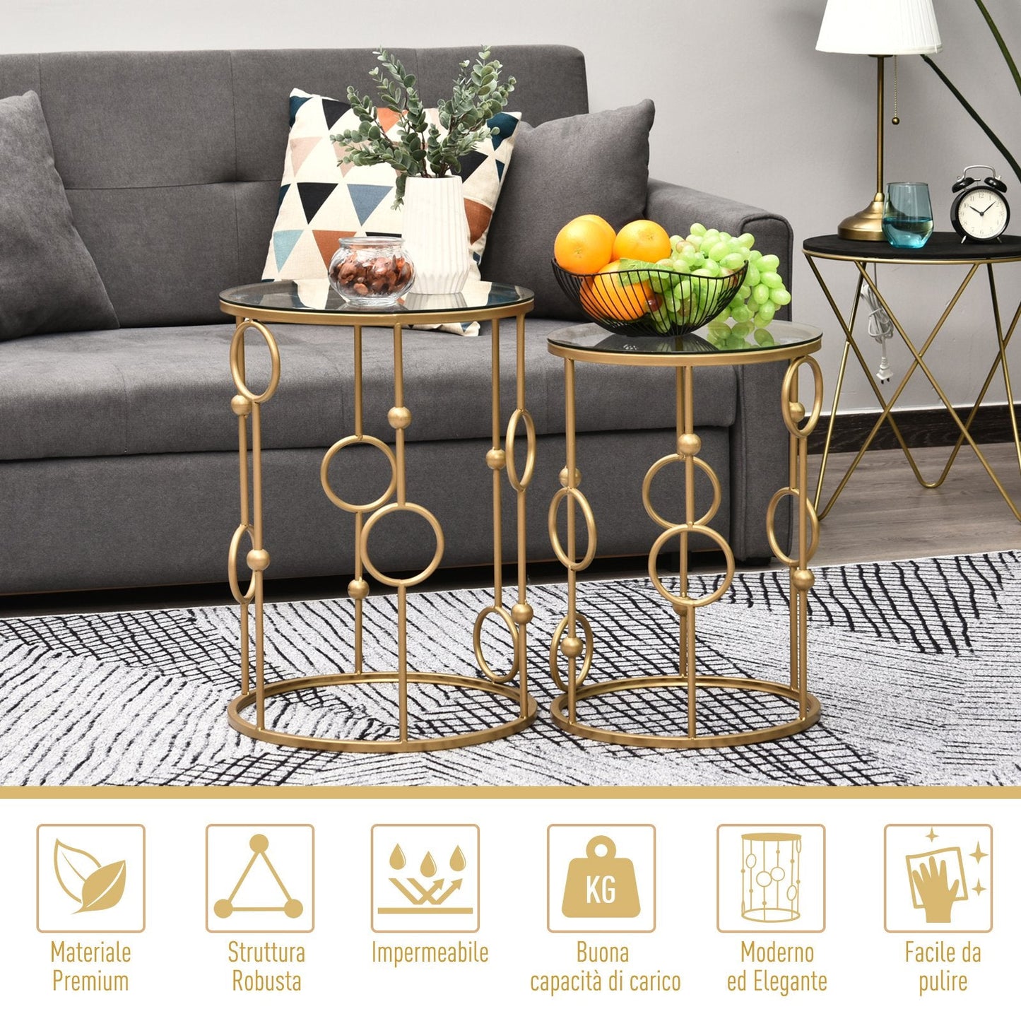 DOLCE | Set of 2 Elegant Coffee Tables | φ41x57cm & φ36x51cm