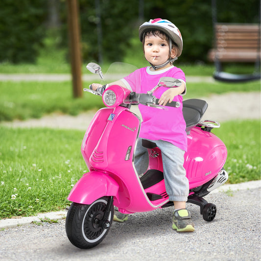 Officially Licensed Vespa Electric Motorcycle for Kids, 2 Wheels, Lights and Sounds, 108x49x75 cm, Pink