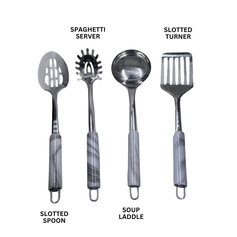 Eisenbach A0019 Kitchen Utensil Set – 4 Pieces, Marble Handles