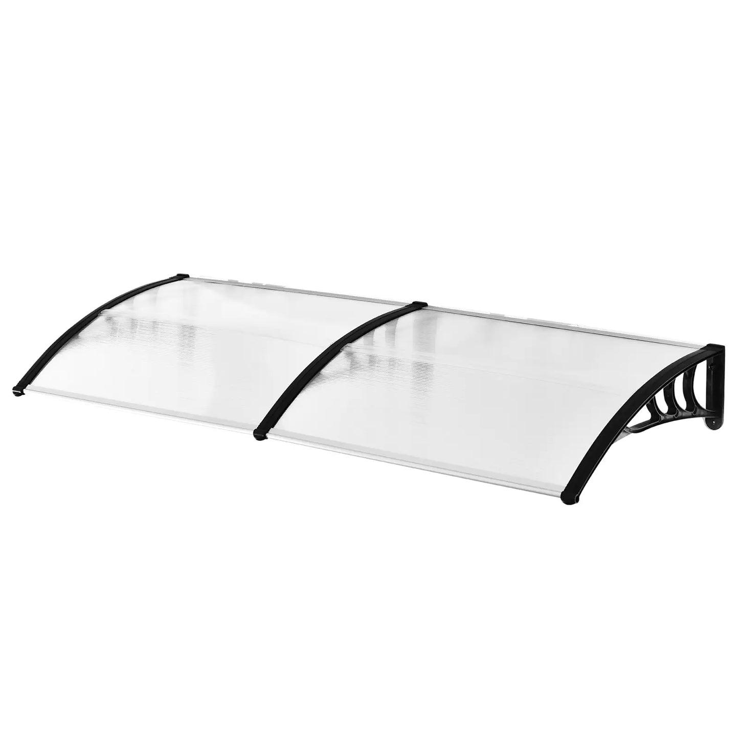 Outdoor Canopy Shelter 195x75cm in Polycarbonate and Aluminum for Balcony Windows and Doors, Transparent