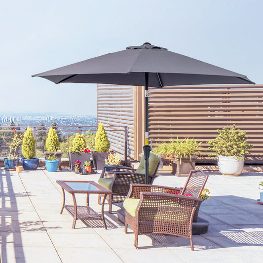 Garden Umbrella 2.6x2.4 m Tilting with Crank, in Aluminum and Polyester Gray and Black