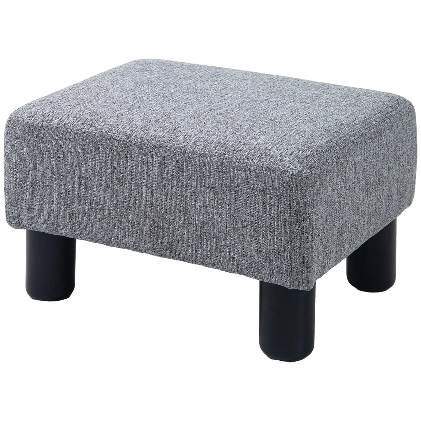 Pouf Footstool in Linen Effect Fabric Padded, 40x30x24cm, Grey