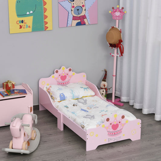 Children's Bed with Raised Edges and 6 Wooden Legs for Children's Bedroom, Cot for Children from 3-6 Years, 143x73x60cm, Pink