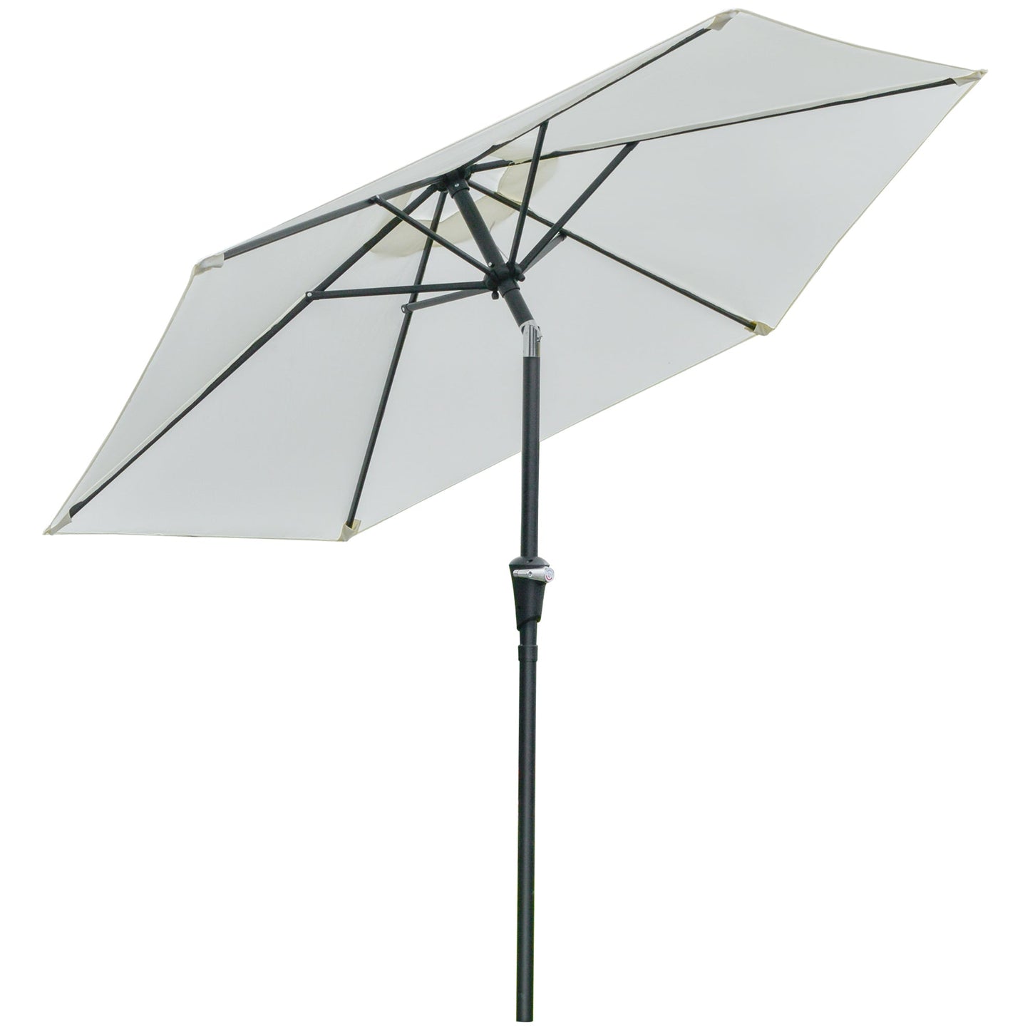 2.3x2.2m Tilting Garden Umbrella with Crank, Metal Pole and 6 Ribs, Cream