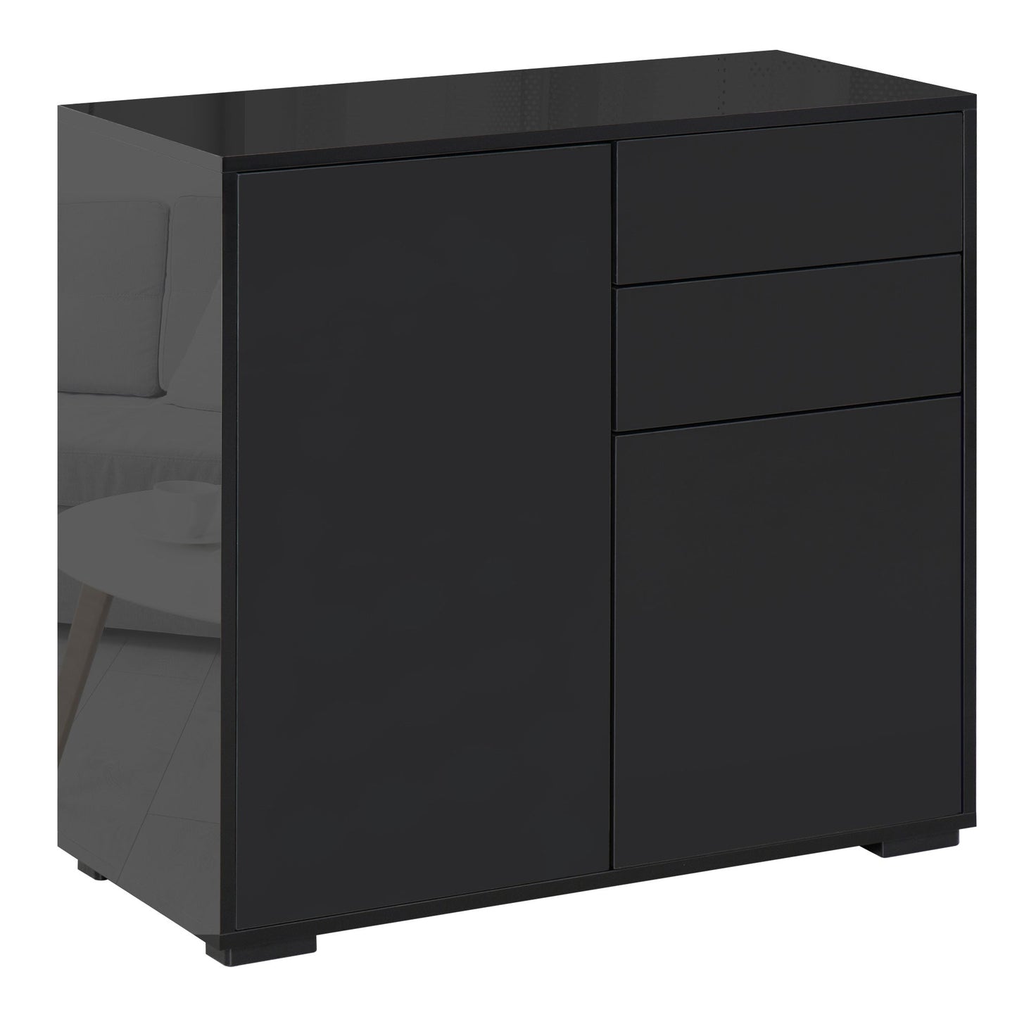 Multipurpose Cabinet for Home and Office with 2 Drawers and 2 Cabinets, Push-Open, 79x36x74cm