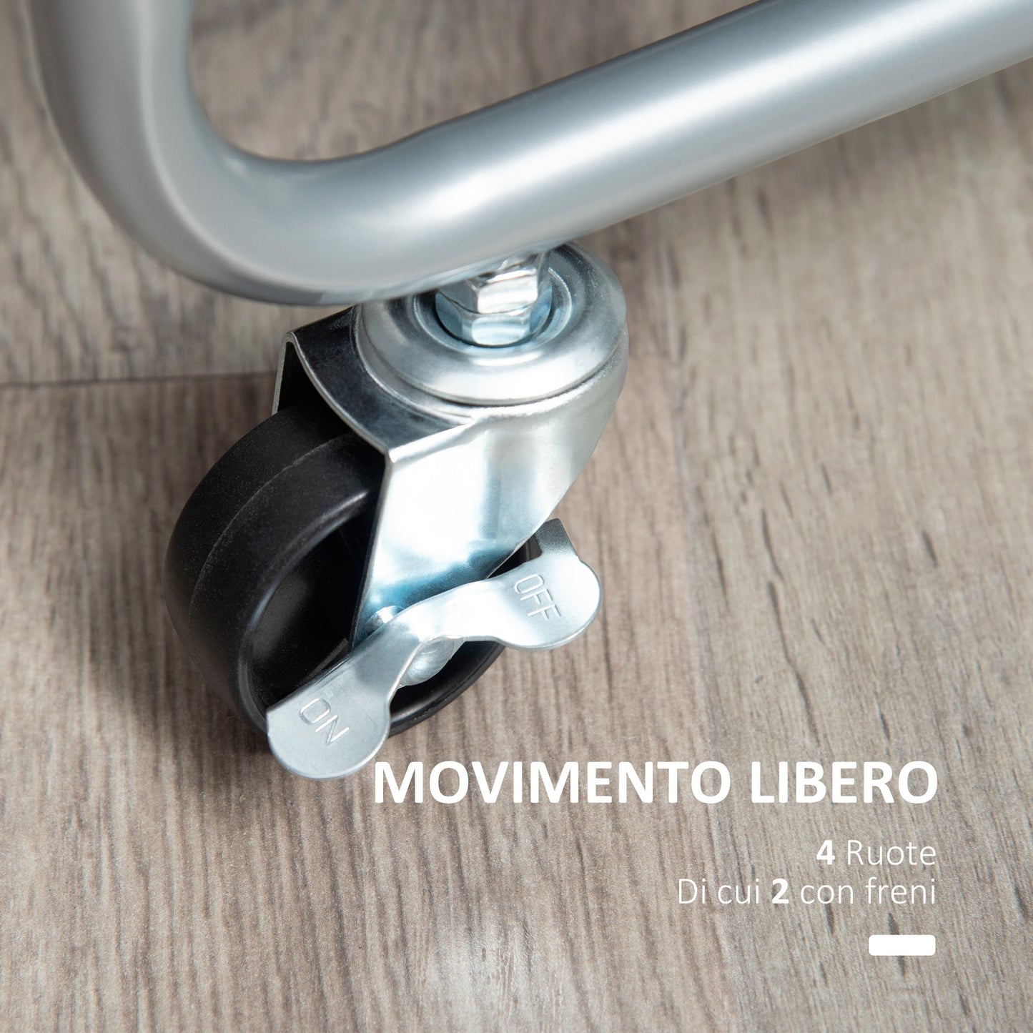 Trolley 2 levels with swivel handles and wheels, in metal, 63x40.4x83.5 cm