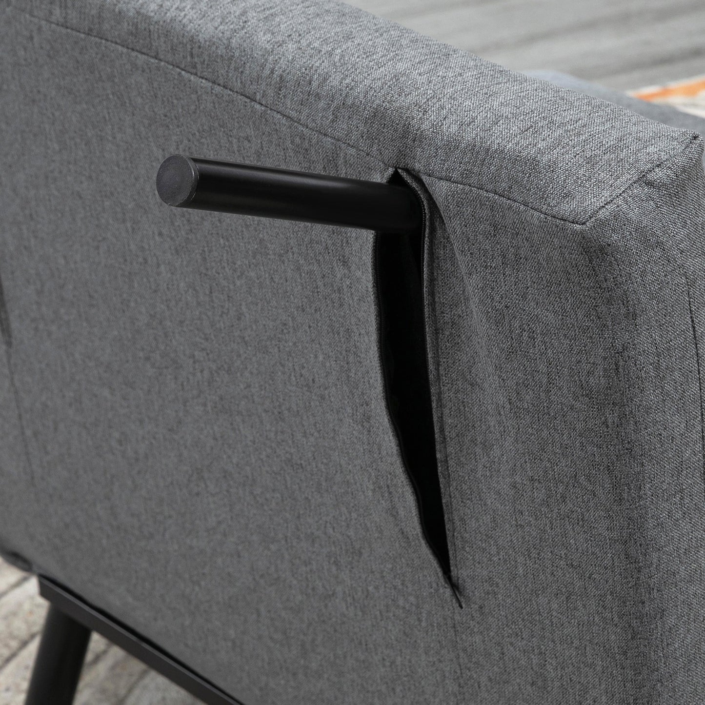 Armchair Bed with 5-Position Adjustable Backrest, Linen-Effect Fabric and Steel, 75x70x75 cm, Grey