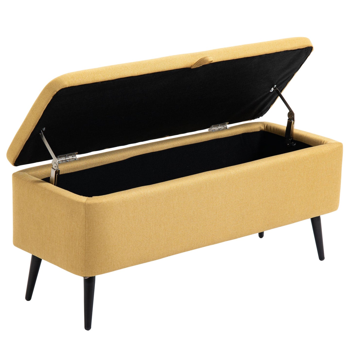Bedside Bench with Storage Space and Yellow Polyester Upholstery, 101x38.5x44.5 cm