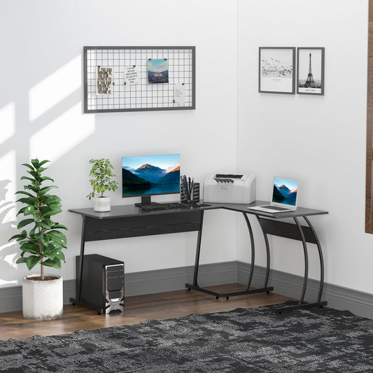 Desk Wooden and Metal Corner, Black, 112.5 x 152 x 74cm