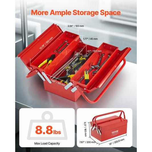 14 inch folding cantilever tool box open view