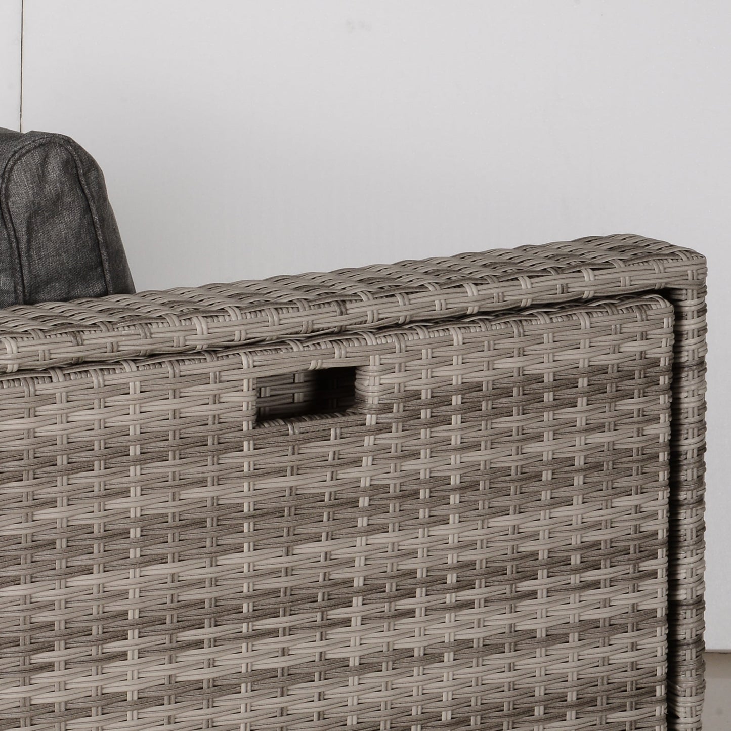 8-Piece PE Rattan Outdoor Lounge Set, Space-Saving Garden Furniture Set with Armchairs, Coffee Tables and Stools, Grey