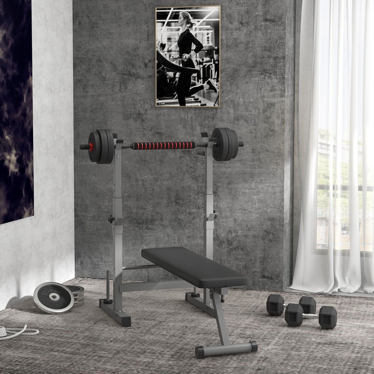 15 kg Hexagonal Dumbbell with Non-Slip Grip, Steel and Rubber, Ø15.5 x 33.6 cm, Black