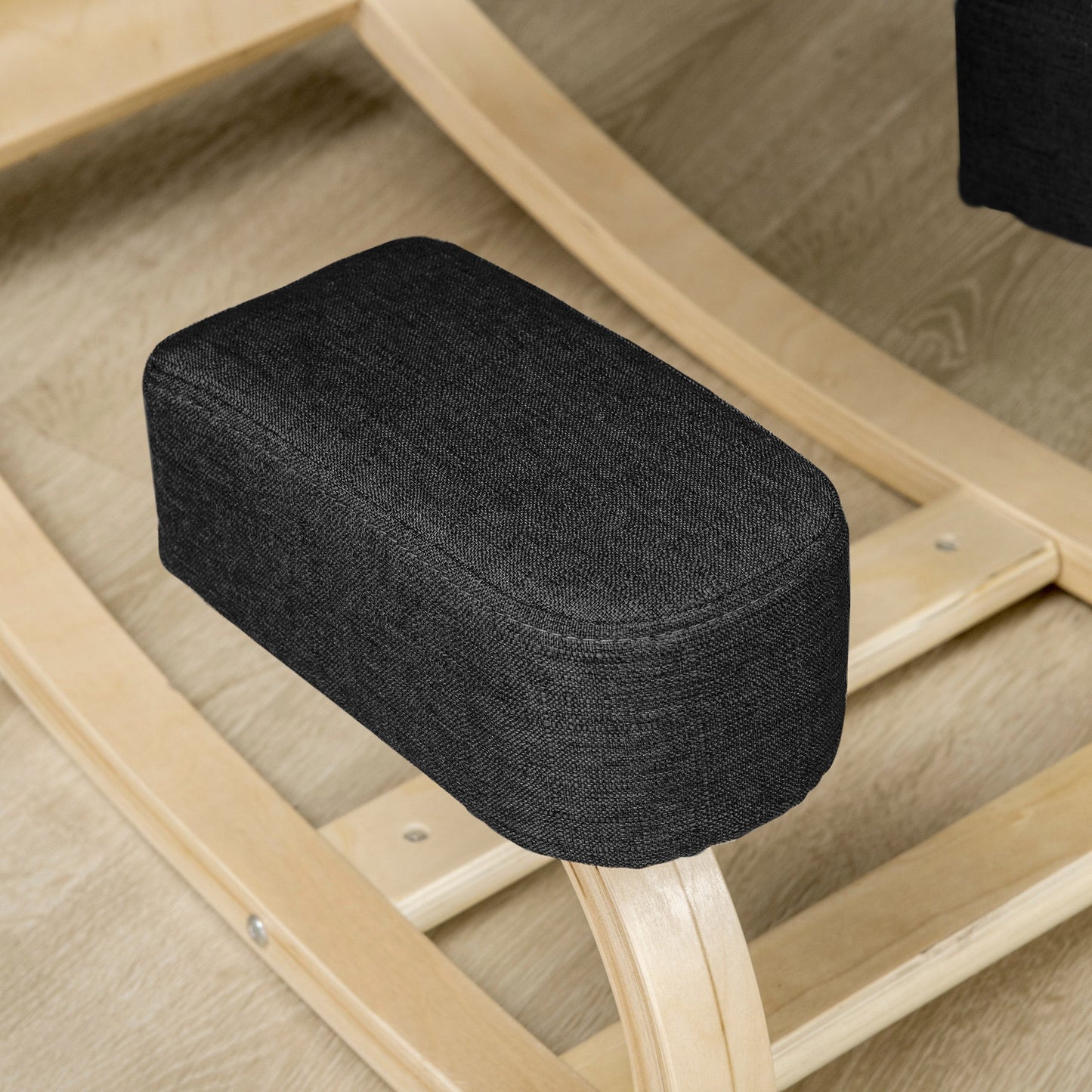 Ergonomic Kneeling Chair in Birch Wood and Cushion, 51x69x58cm, Black