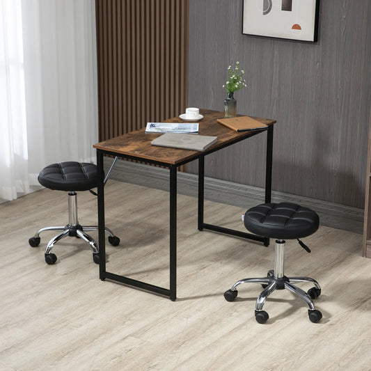 Professional Adjustable Salon Stool with Wheels – Black PU Leather Seat