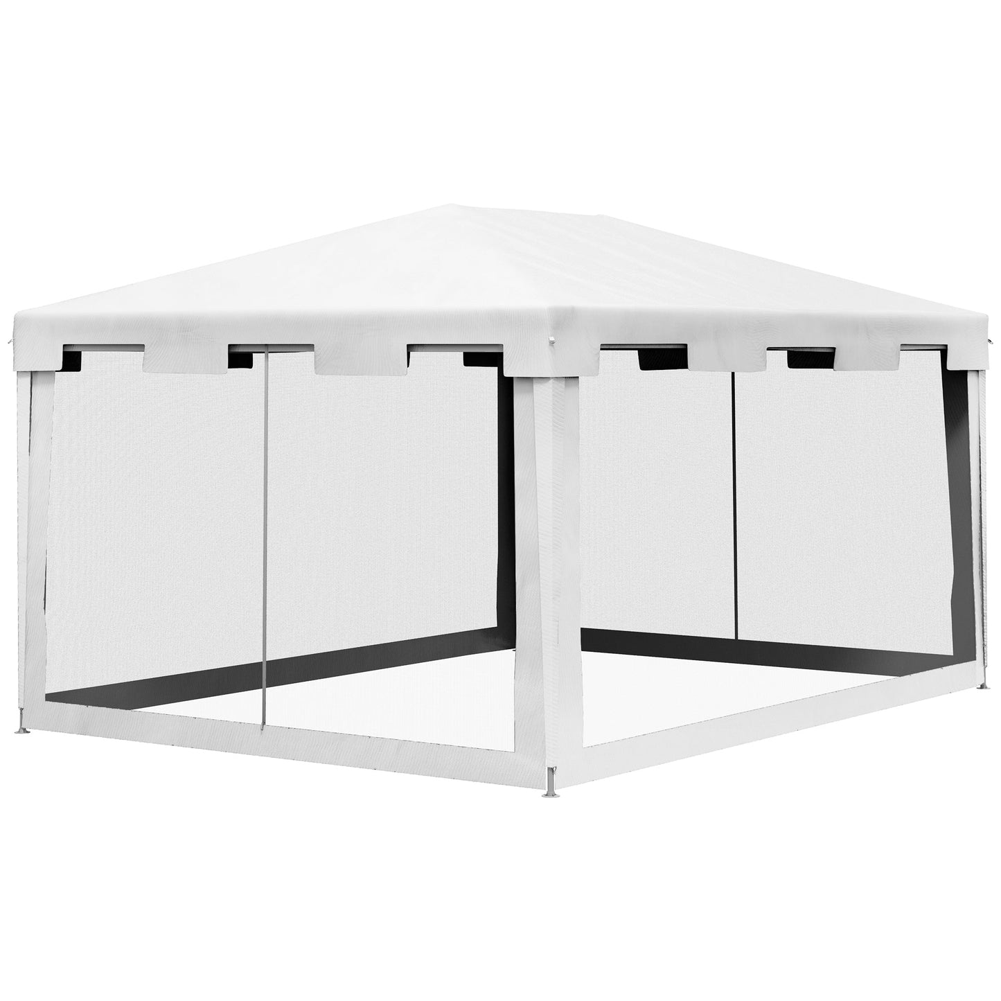 Garden Gazebo 4x3 m Folding with Mosquito Net and 2 Entrances, in Metal and PE, White and Black