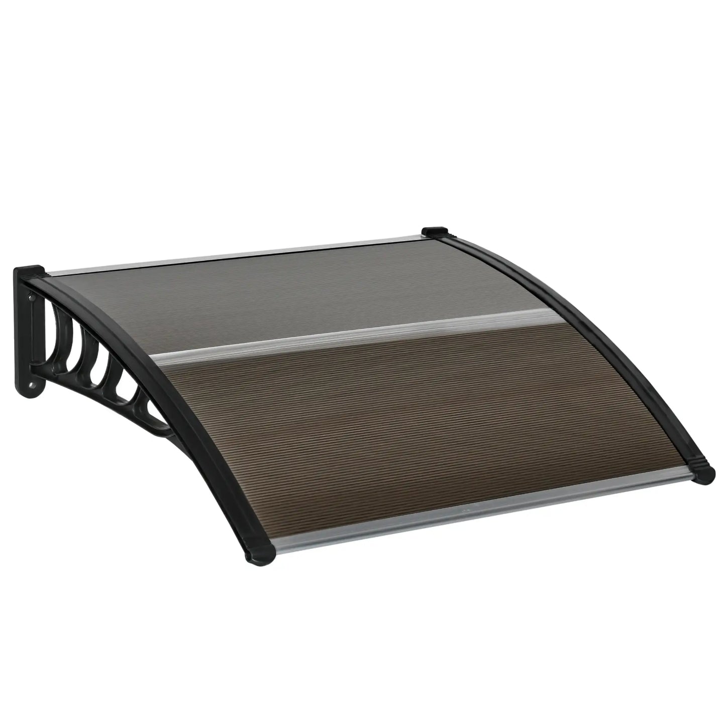 Outdoor Polycarbonate Canopy for Doors and Windows with Assembly Kit 103x96. 5x27cm - Brown