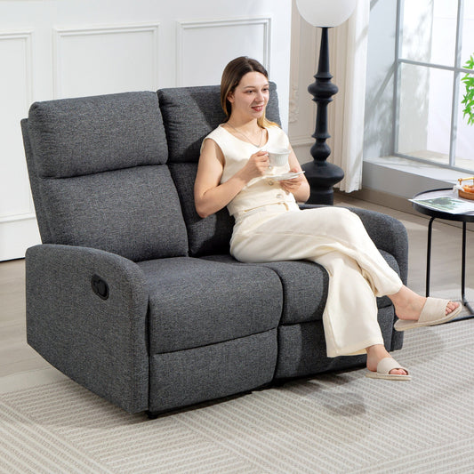 2-Seater Sofa Reclining to 145° Max and Upholstered in Grey Chenille, 124x91x100 cm