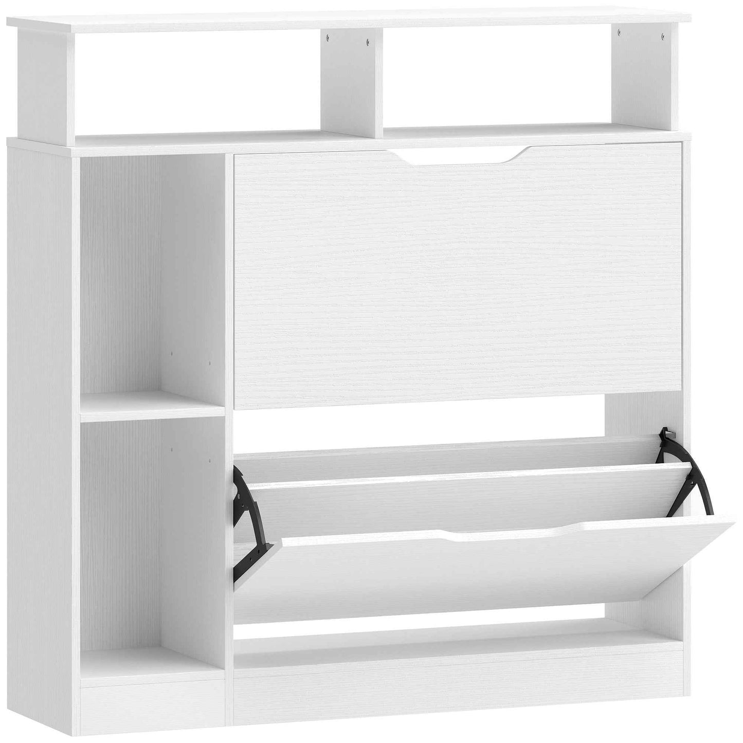 Narrow Shoe Rack with Adjustable Dividers, White