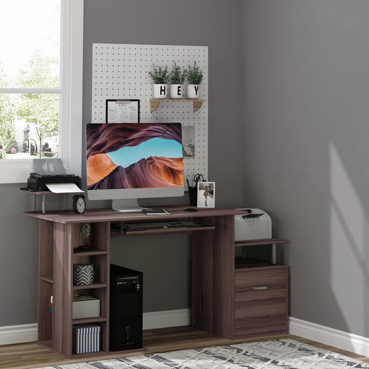 Desk for Chamber and Office with drawer and wooden shelf, 152x60x88cm, brown