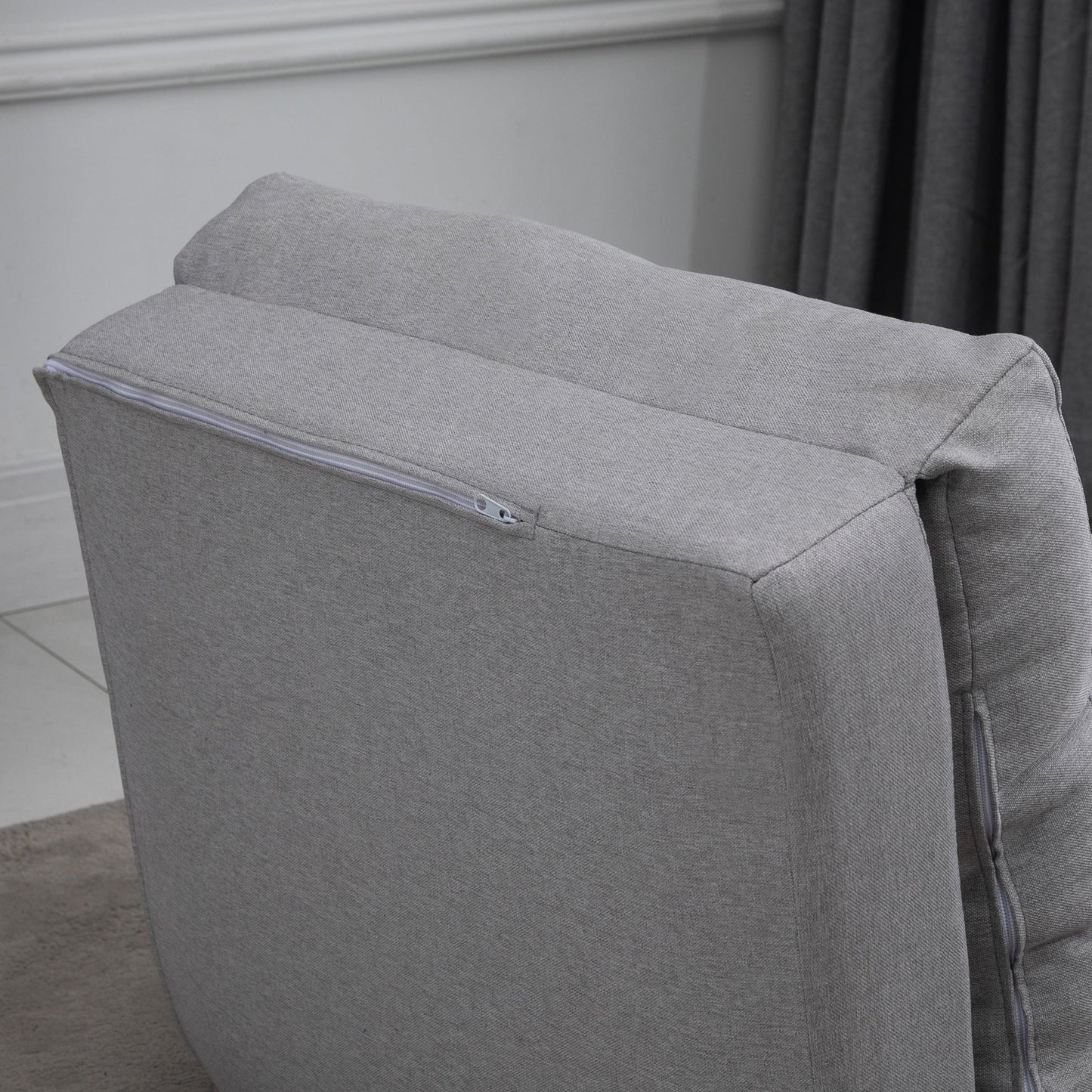 3-in-1 Sofa Bed, Convertible to a Chaise Longue and Floor Sofa with 2 Cushions, Light Grey