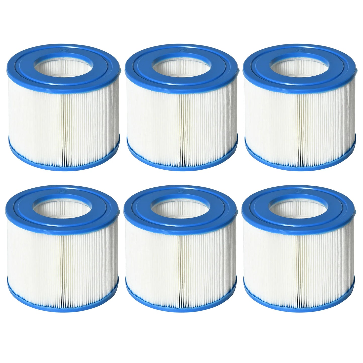 Set of 6 Filters for Inflatable Pools and Spas in Non-Woven Fabric, Ø10.5x8cm, Blue and White