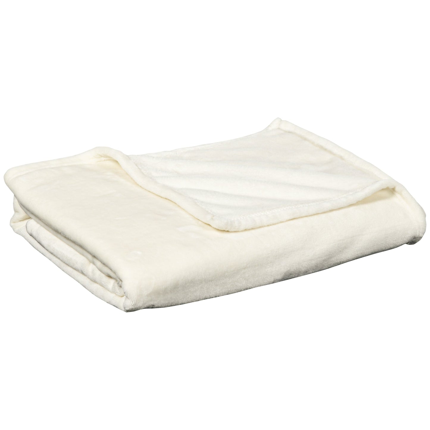 Cream White 330 GSM Reversible Flannel Blanket for Indoor and Outdoor Use, 203x152x0.5 cm, Cream White