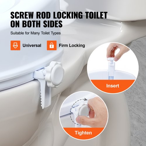 Raised Toilet Seat, 6" Height Raised, 300 lbs Weight Capacity, Universal Toilet Seat Riser, Screw Rod Locking, with Toilet Seat, for Elderly, Handicap, Patient, Pregnant, Medical