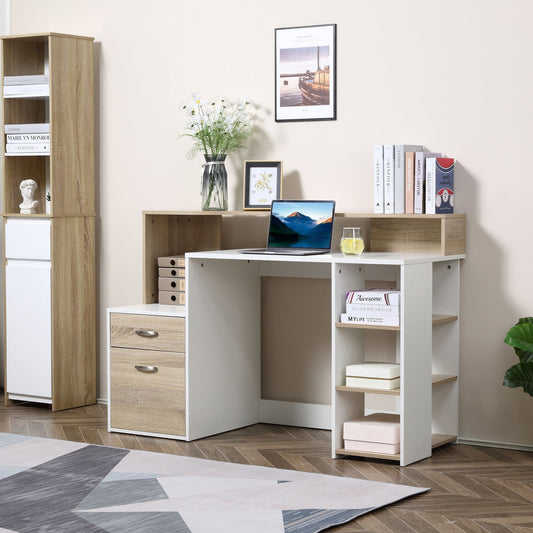 Modern Computer Desk with MDF Wood Shelves 137 x 55 x 92cm