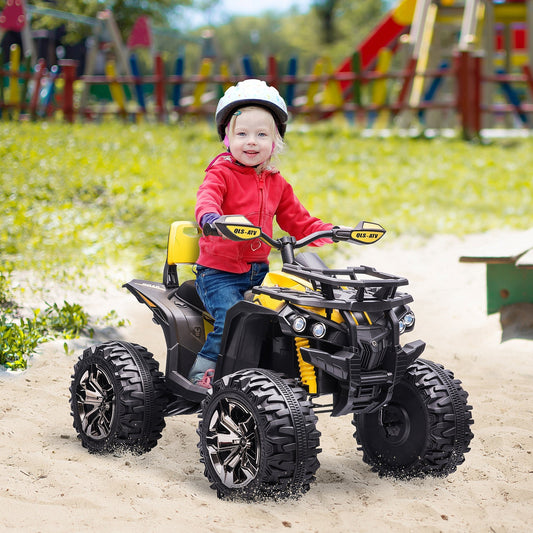 Quad for 12V electric children with headlights and rechargeable battery, age 3-5 years, 100x65x73cm, yellow