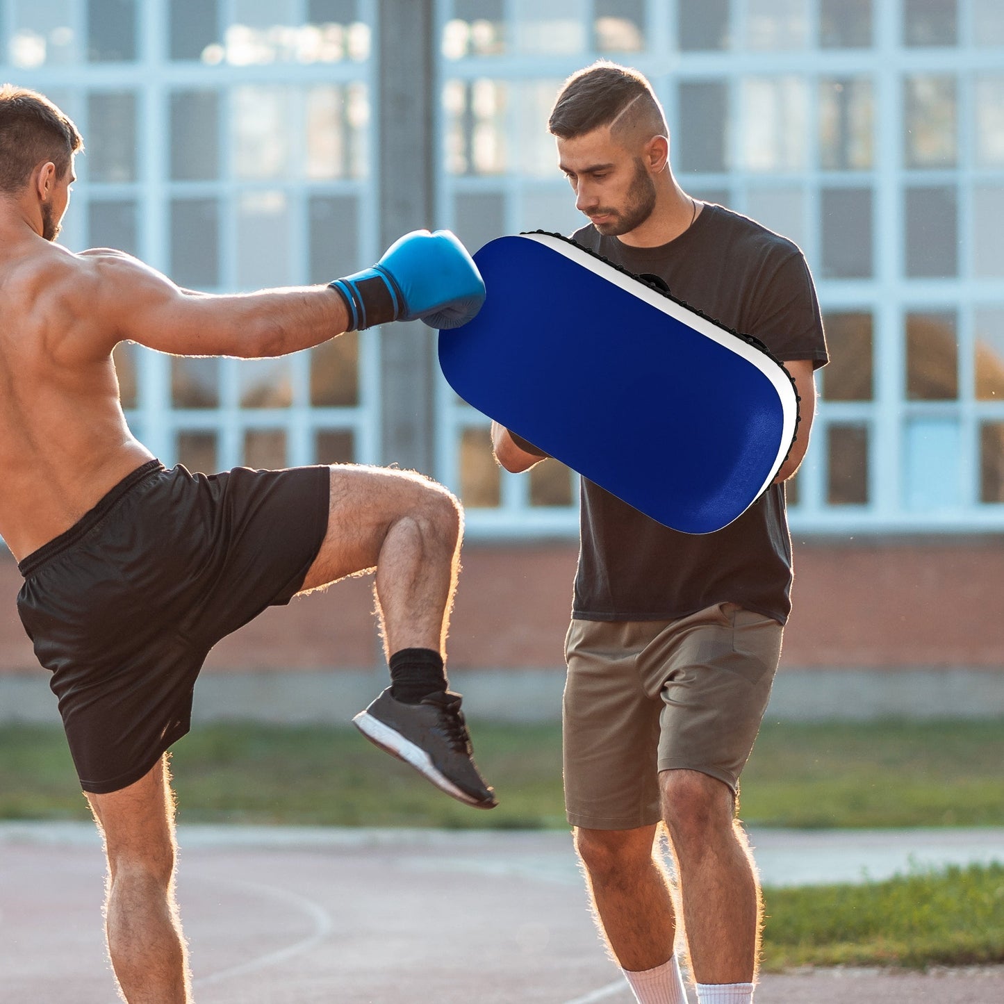 Padded Boxing and Muay Thai Arm Pad, in PU and EPE, 38x20x18 cm, Blue