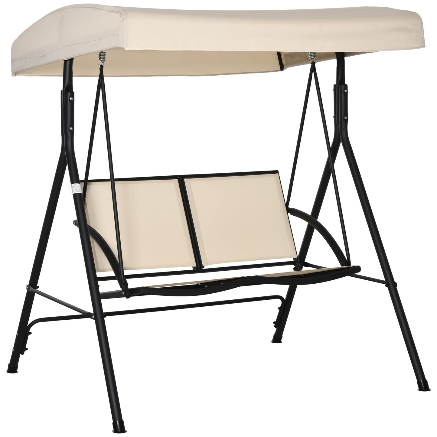 2-Seater Garden Swing with Adjustable Canopy, 140x118x162cm Beige