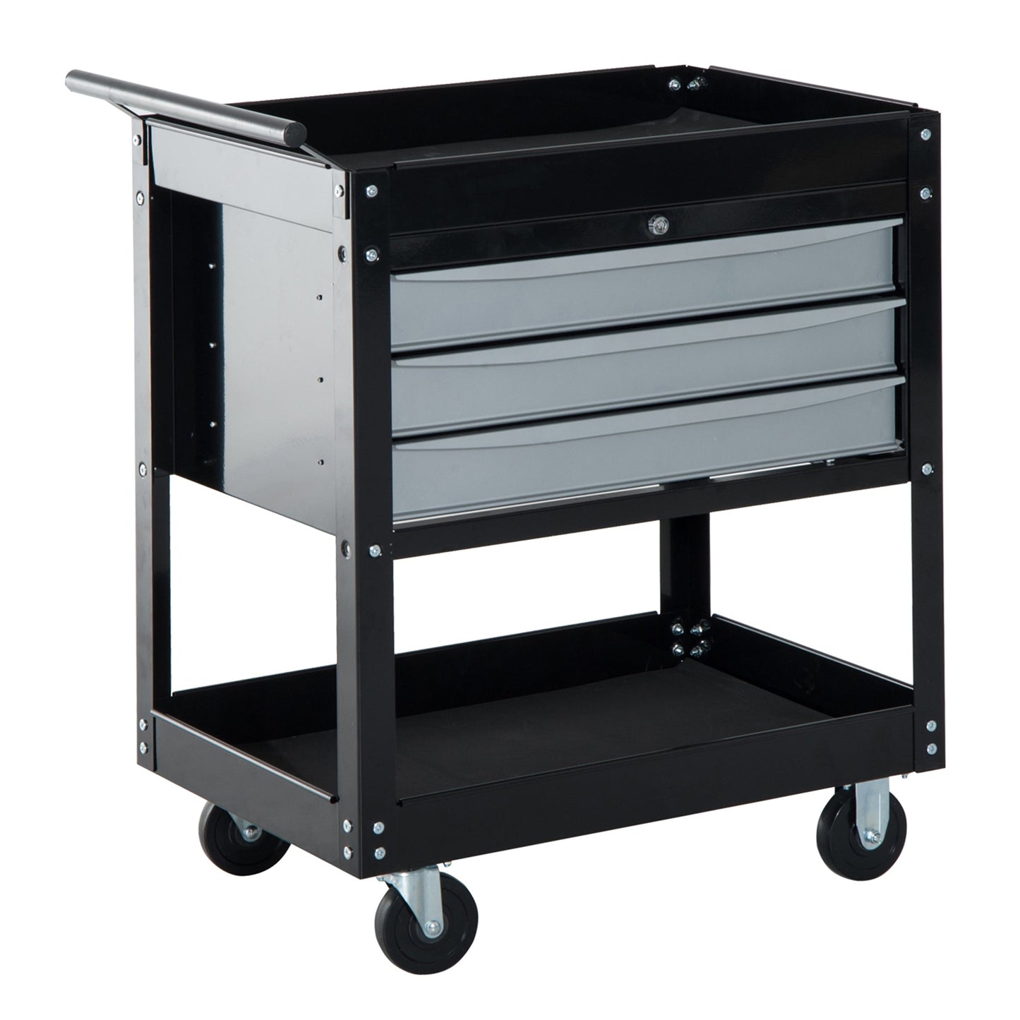 Professional Workshop Trolley Sheet Metal Tool Chest, Black, 68 x 46 x 88cm