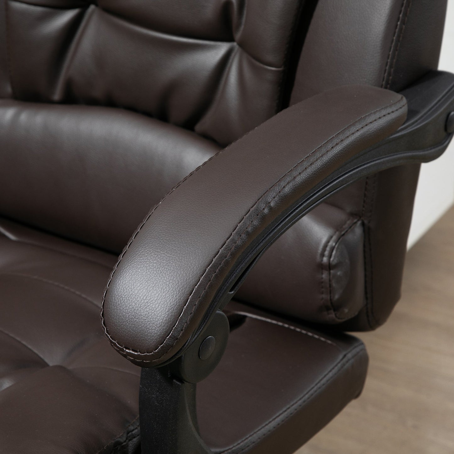 Presidential Style Reclining Office Chair with Footrest, 64.5x69x109-117 cm, Coffee