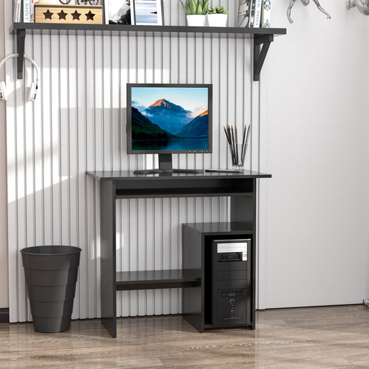 Modern Wooden PC Desk with CPU Shelf and Pull-out Keyboard Space, 80x45x75 cm, Black