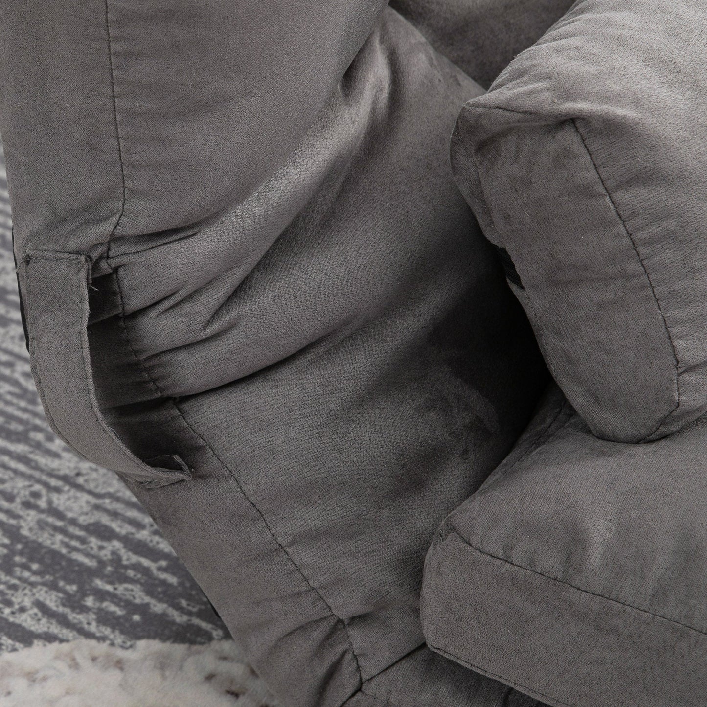 2-in-1 Floor Sofa with 7-Level Reclining Backrest and Cushions, 130x73x60 cm, Charcoal Grey