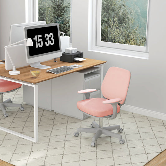 Ergonomic office chair and reclining at adjustable height with 5 wheels, 55x48x82.5-94.5 cm, pink