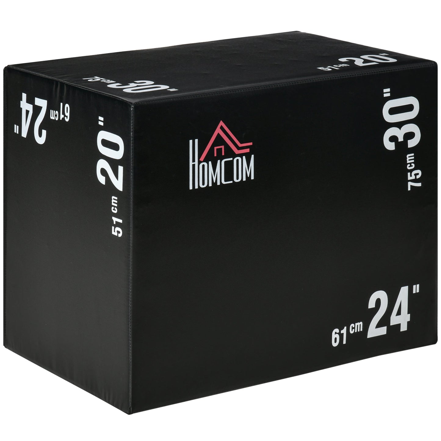 3-in-1 Plyo Box with 3 Heights, Plyometric Jumping Box Capacity 120kg, 75x51x61cm, Black